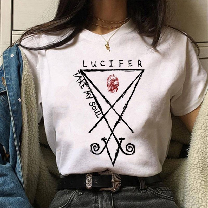 Printed Casual Women's Devil Lucifer T-shirt