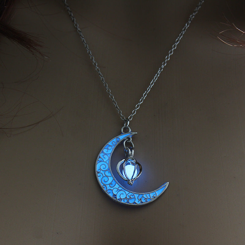 Glowing Pendant Silver Plated Chain Necklaces