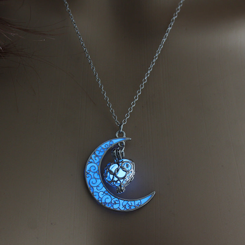 Glowing Pendant Silver Plated Chain Necklaces