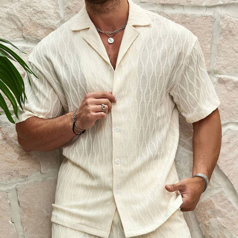 Men Tracksuits Summer Fashion Solid Shirt