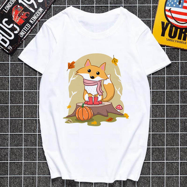 Women Harajuku Cute fox printed T shirt