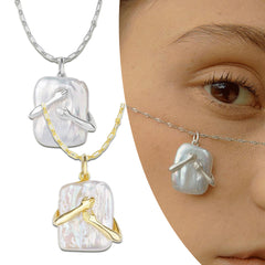 Unique Square Baroque Pearl Couple Necklace