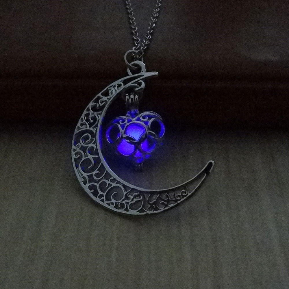 Glowing Pendant Silver Plated Chain Necklaces
