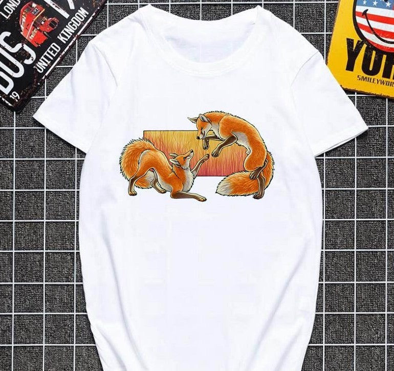 Women Harajuku Cute fox printed T shirt