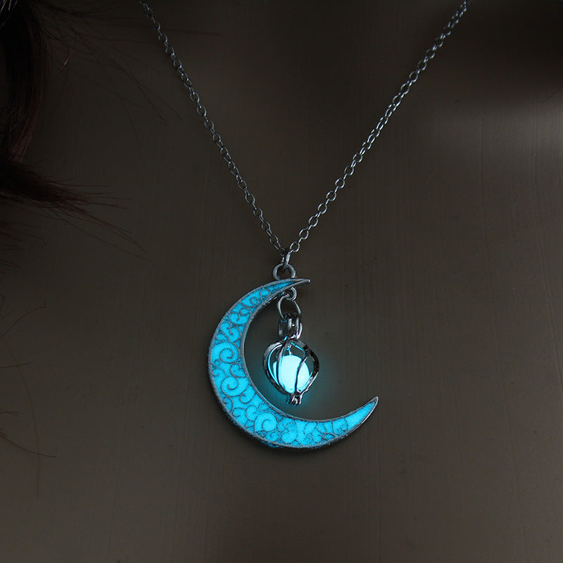 Glowing Pendant Silver Plated Chain Necklaces