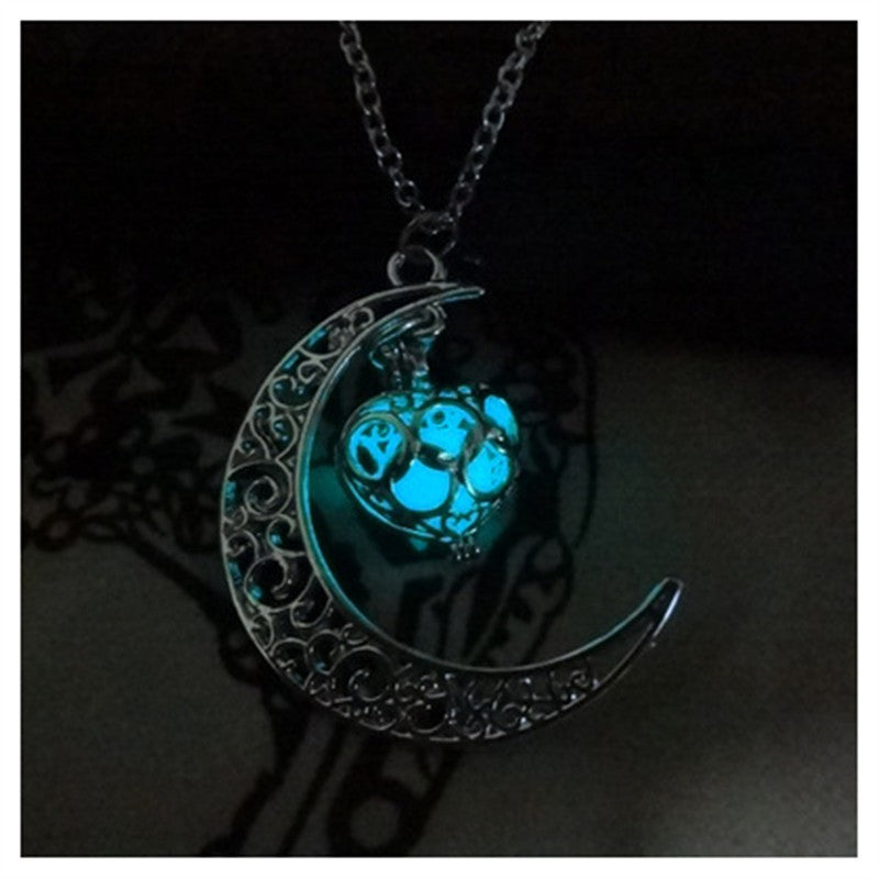 Glowing Pendant Silver Plated Chain Necklaces