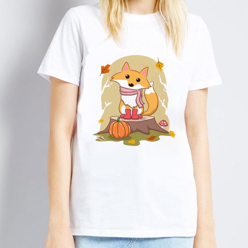 Women Harajuku Cute fox printed T shirt