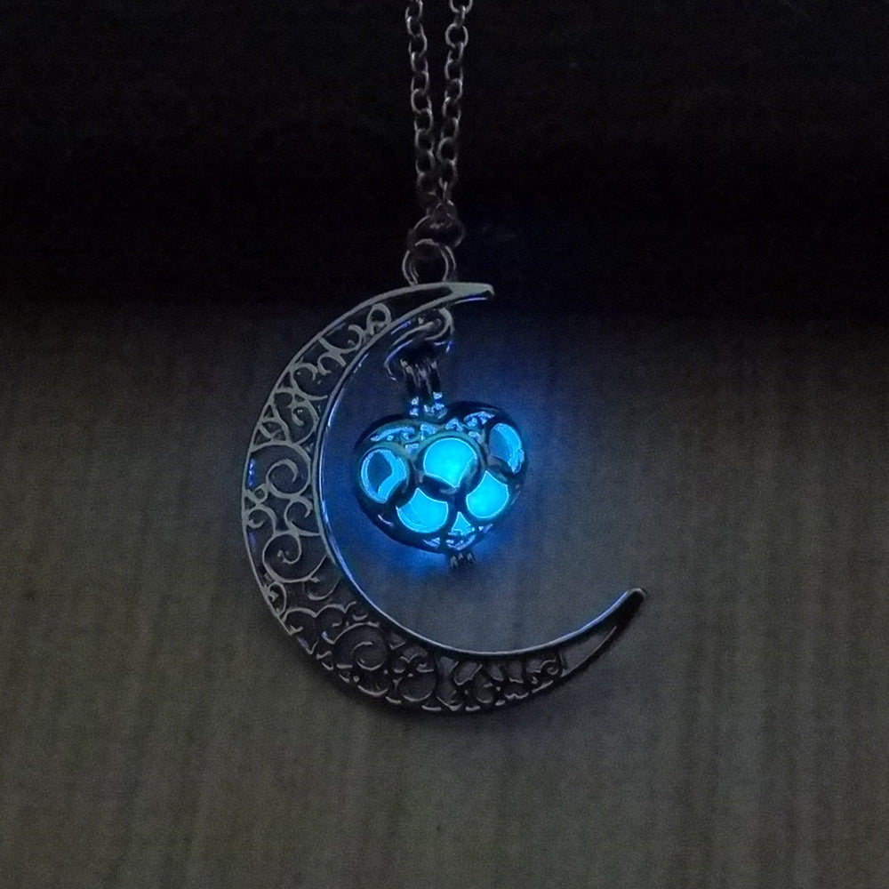 Glowing Pendant Silver Plated Chain Necklaces