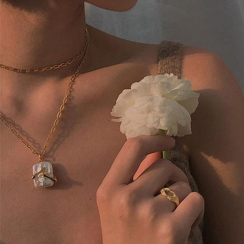 Unique Square Baroque Pearl Couple Necklace