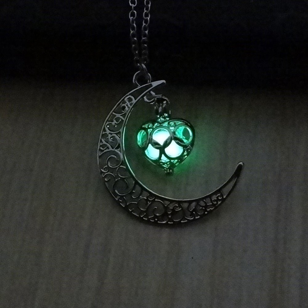 Glowing Pendant Silver Plated Chain Necklaces