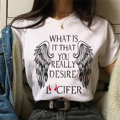 Printed Casual Women's Devil Lucifer T-shirt