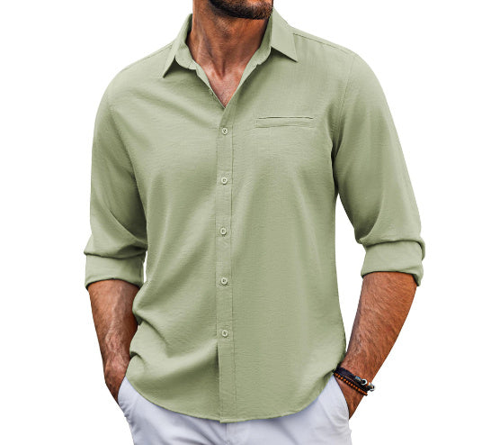 Men's Casual  Long Sleeve Solid Color Shirt