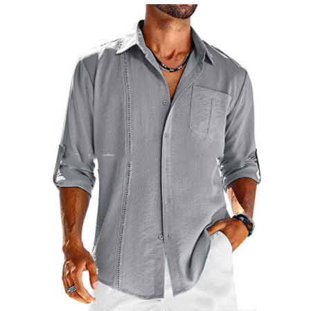 Men's Casual  Long Sleeve Solid Color Shirt