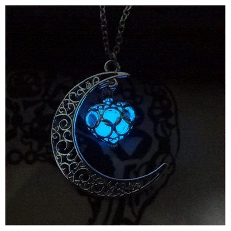Glowing Pendant Silver Plated Chain Necklaces
