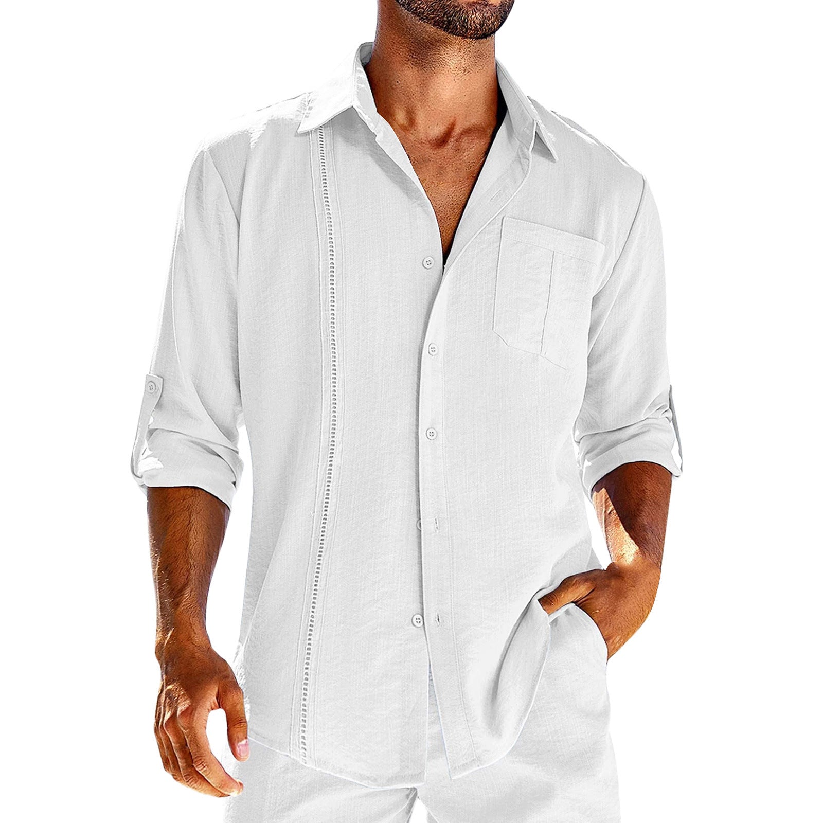 Men's Casual  Long Sleeve Solid Color Shirt