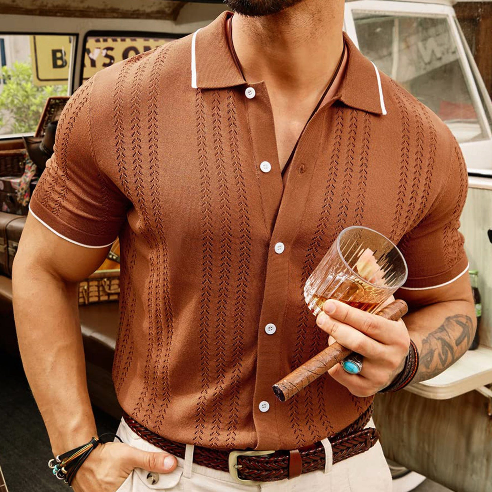 Men's Casual Short-sleeved Polo Shirt