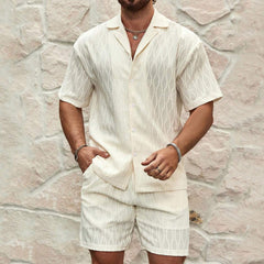 Men Tracksuits Summer Fashion Solid Shirt