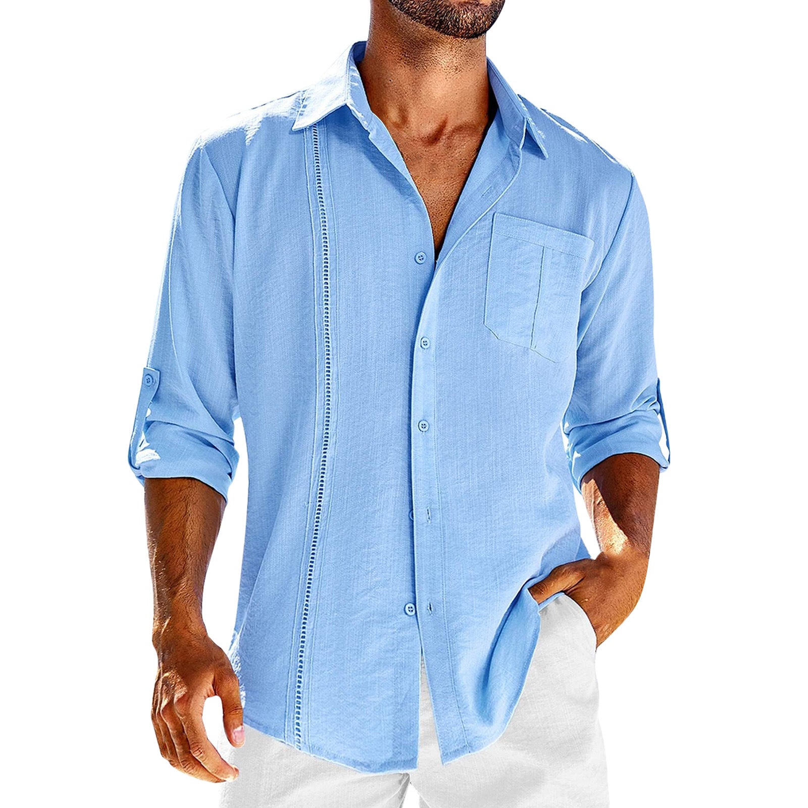 Men's Casual  Long Sleeve Solid Color Shirt
