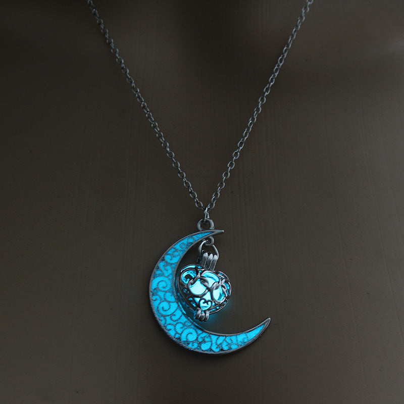 Glowing Pendant Silver Plated Chain Necklaces