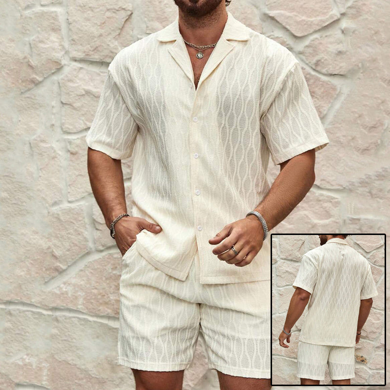 Men Tracksuits Summer Fashion Solid Shirt