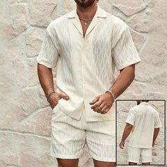 Men Tracksuits Summer Fashion Solid Shirt