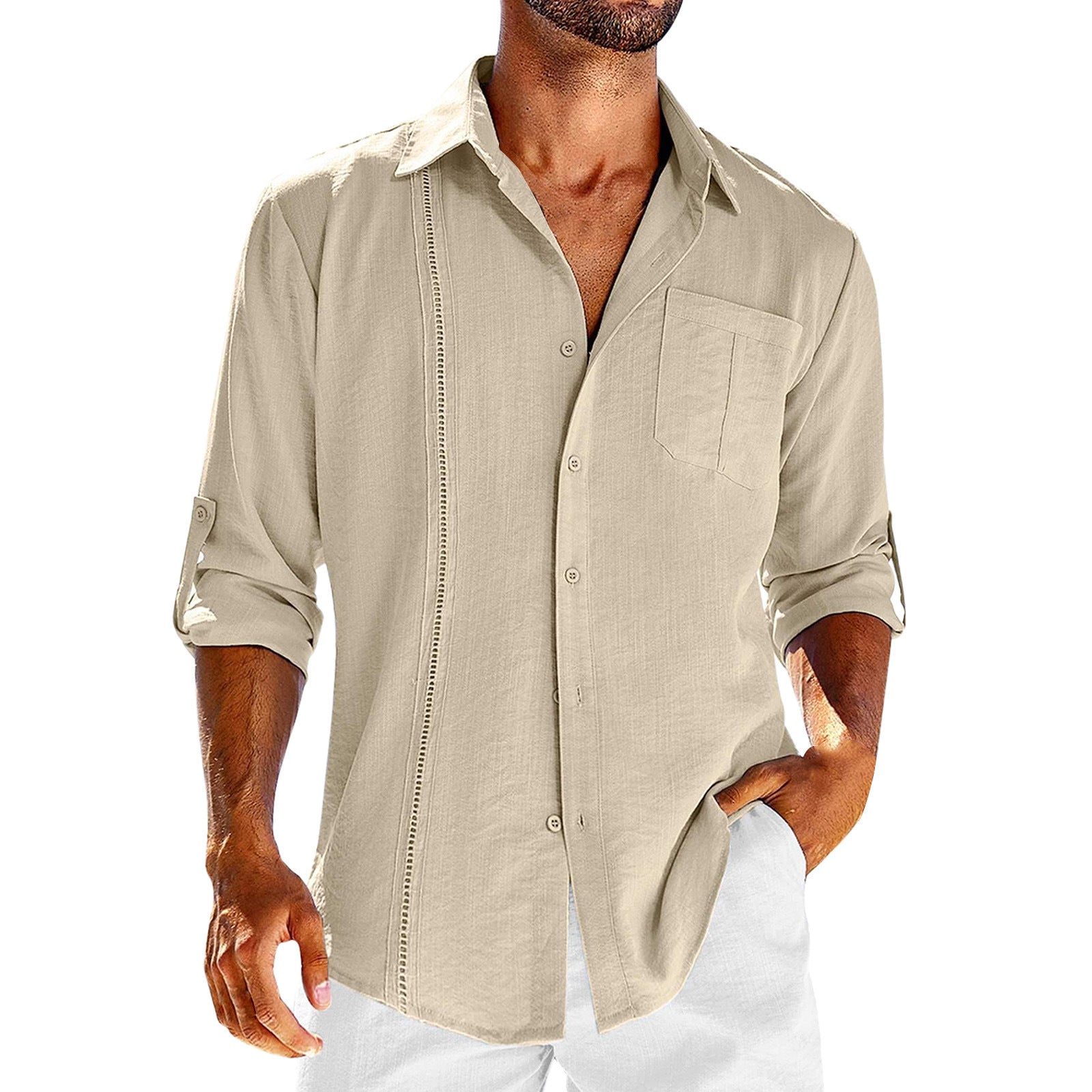 Men's Casual  Long Sleeve Solid Color Shirt