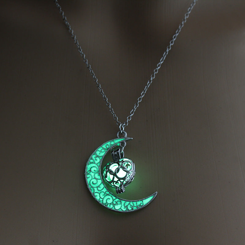 Glowing Pendant Silver Plated Chain Necklaces