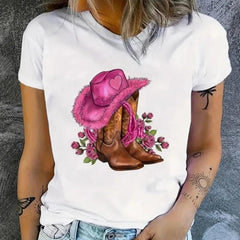 Cowgirl Floral Print T-shirts Women